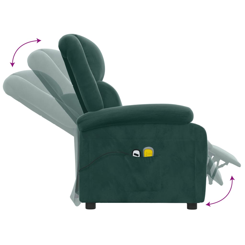 vidaXL Fotoliu de masaj electric, verde închis, catifea vidaXL Fotoliu de masaj electric, verde închis, catifea