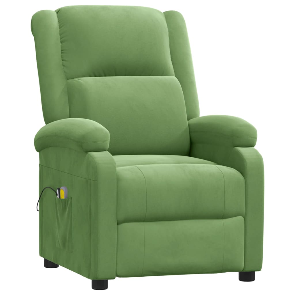 vidaXL Fotoliu de masaj electric, verde deschis, catifea