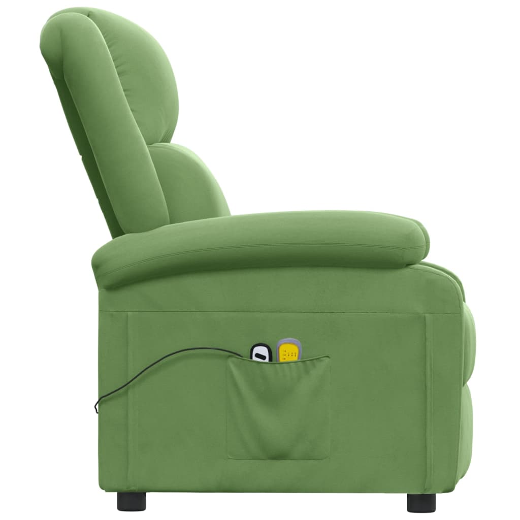 vidaXL Fotoliu de masaj electric, verde deschis, catifea