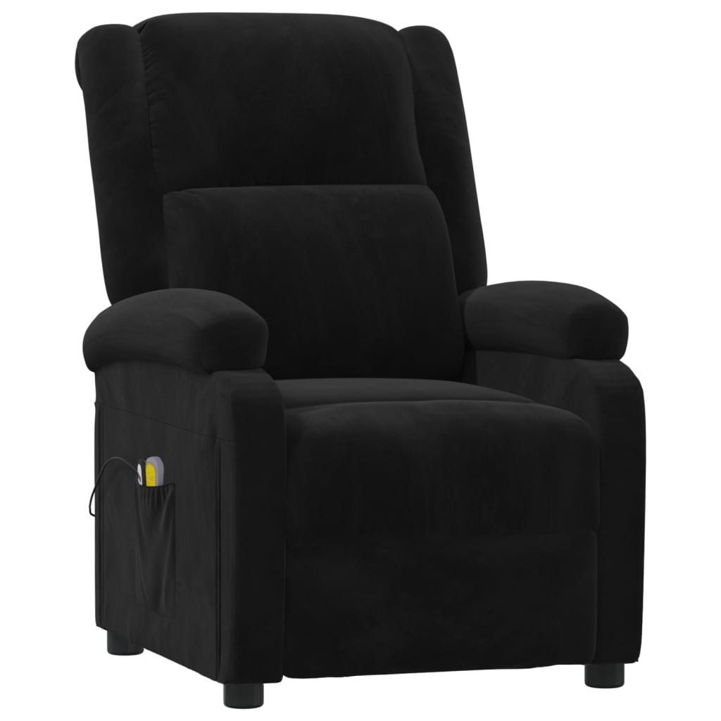 vidaXL Fotoliu de masaj electric, negru, catifea vidaXL Fotoliu de masaj electric, negru, catifea