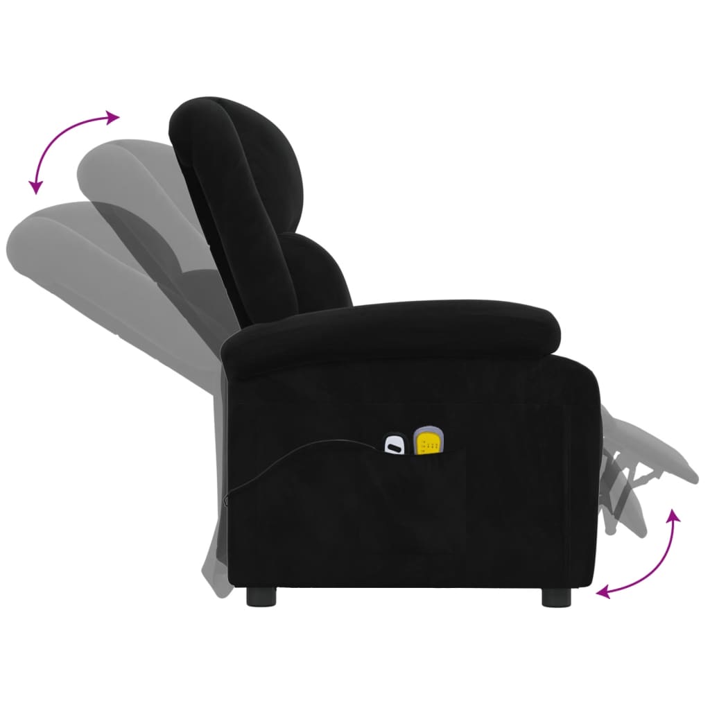 vidaXL Fotoliu de masaj electric, negru, catifea vidaXL Fotoliu de masaj electric, negru, catifea