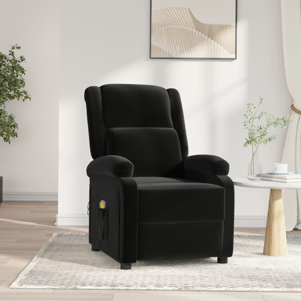 vidaXL Fotoliu de masaj electric, negru, catifea vidaXL Fotoliu de masaj electric, negru, catifea