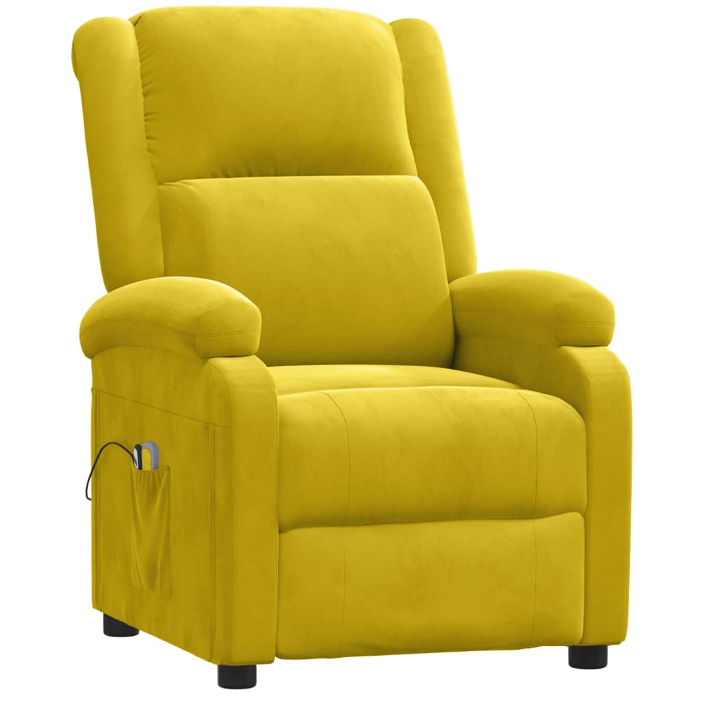 vidaXL Fotoliu de masaj electric, galben, catifea vidaXL Fotoliu de masaj electric, galben, catifea