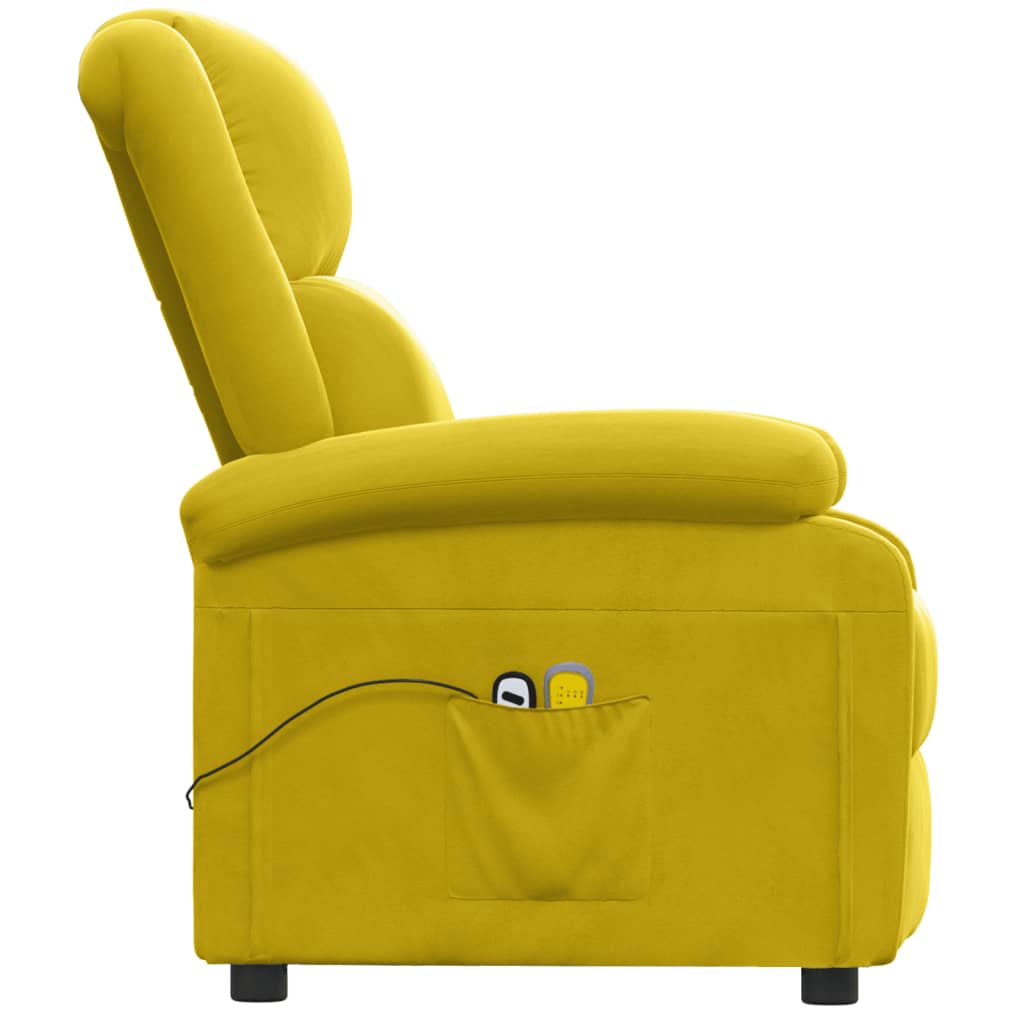 vidaXL Fotoliu de masaj electric, galben, catifea vidaXL Fotoliu de masaj electric, galben, catifea