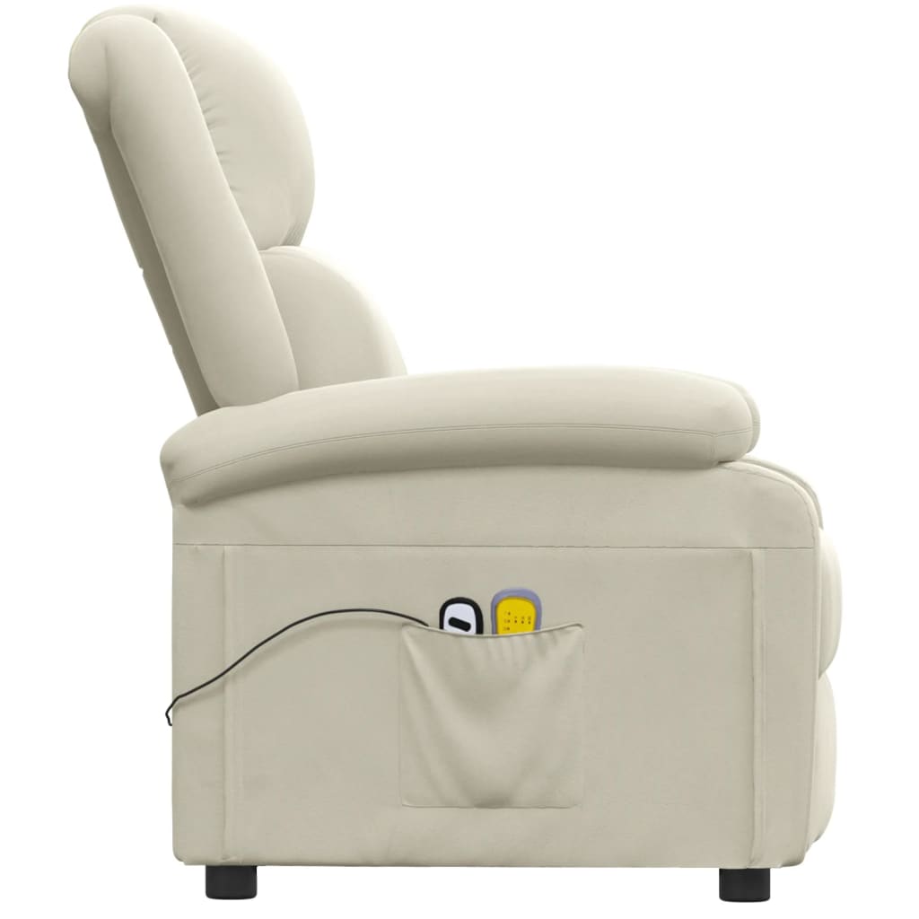vidaXL Fotoliu de masaj electric, crem, catifea vidaXL Fotoliu de masaj electric, crem, catifea