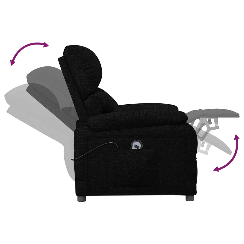 vidaXL Fotoliu rabatabil electric, negru, material textil