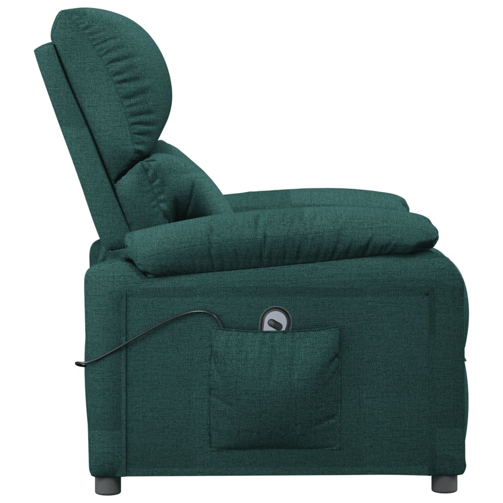 vidaXL Fotoliu rabatabil electric, verde închis, material textil vidaXL Fotoliu rabatabil electric, verde închis, material textil