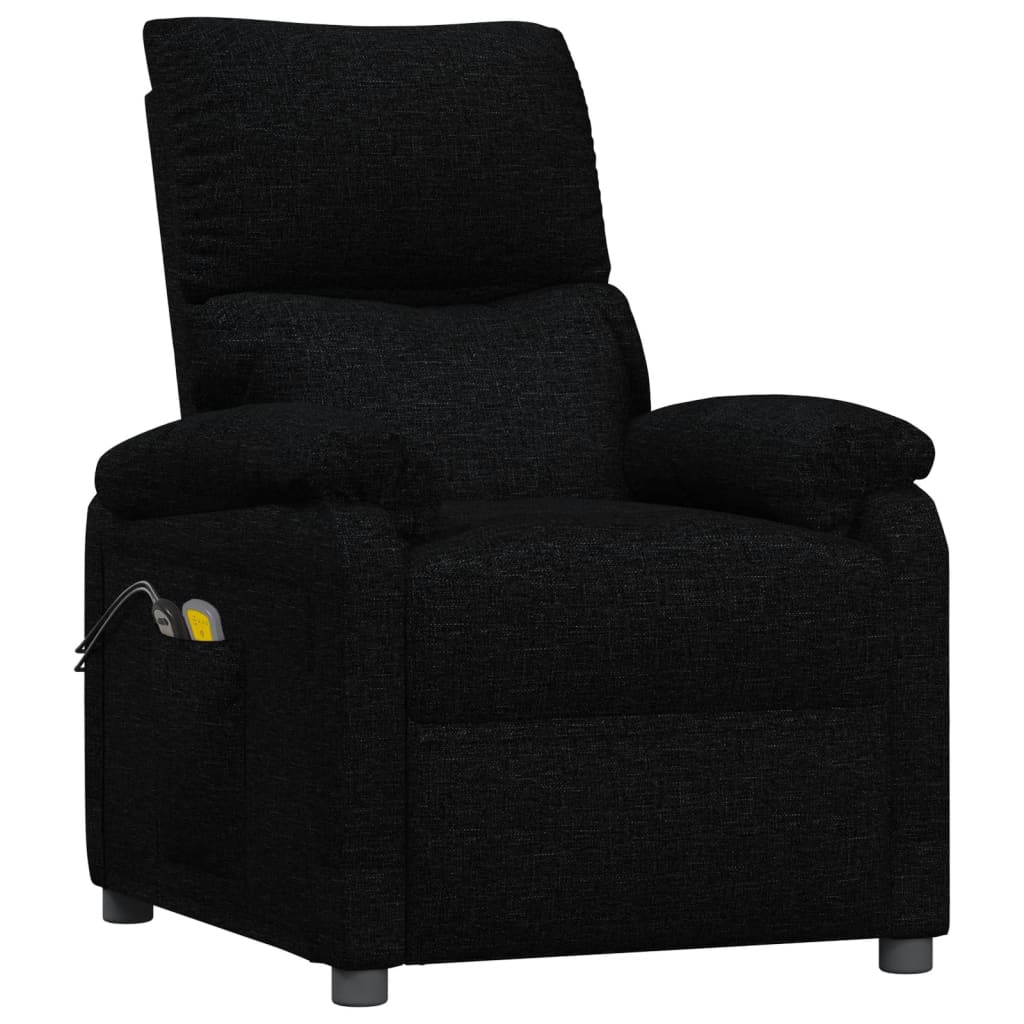 vidaXL Fotoliu de masaj electric rabatabil, negru, textil vidaXL Fotoliu de masaj electric rabatabil, negru, textil