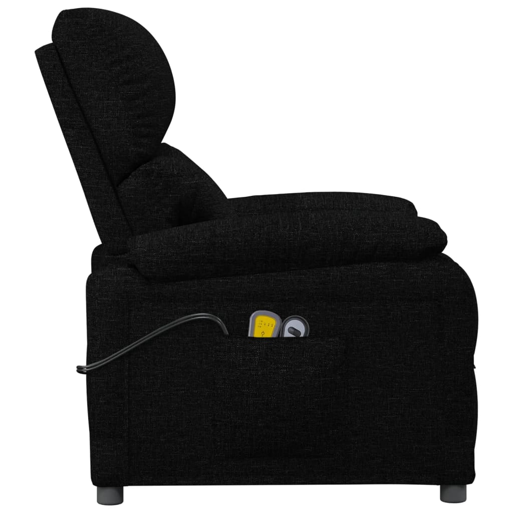 vidaXL Fotoliu de masaj electric rabatabil, negru, textil vidaXL Fotoliu de masaj electric rabatabil, negru, textil