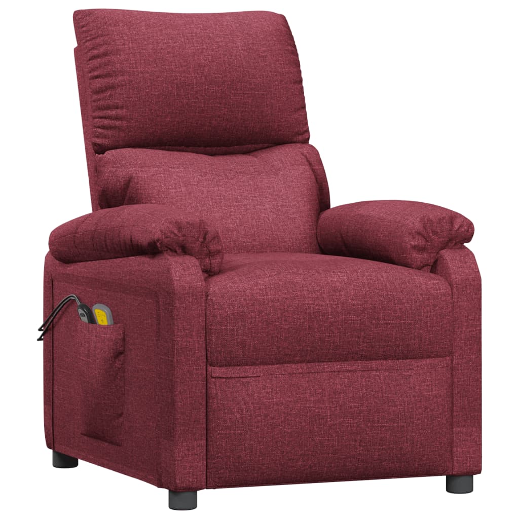 vidaXL Fotoliu de masaj electric rabatabil, roșu vin, textil