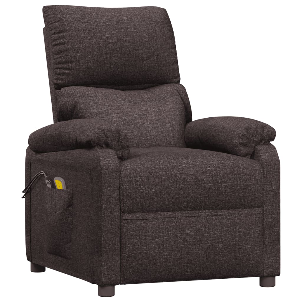 vidaXL Fotoliu de masaj electric, maro închis, material textil vidaXL Fotoliu de masaj electric, maro închis, material textil