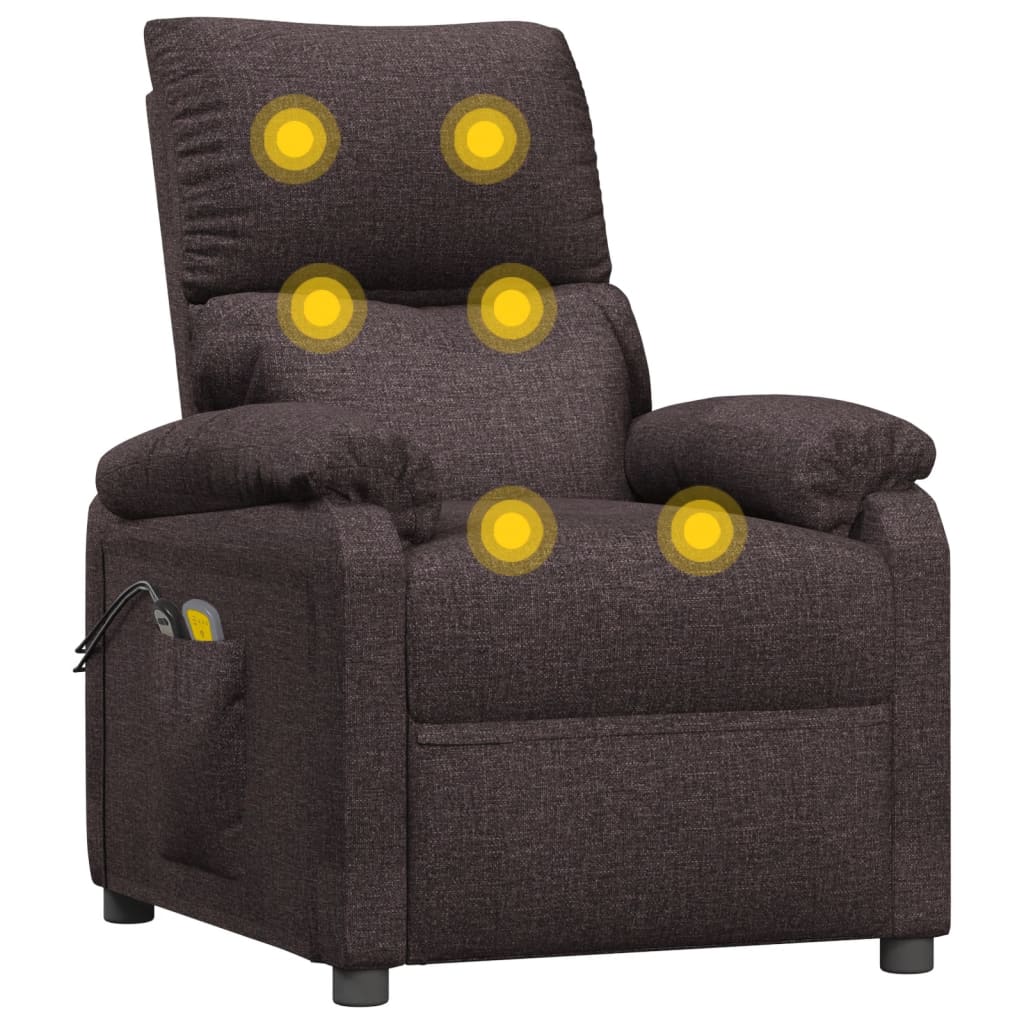 vidaXL Fotoliu de masaj electric, maro închis, material textil vidaXL Fotoliu de masaj electric, maro închis, material textil