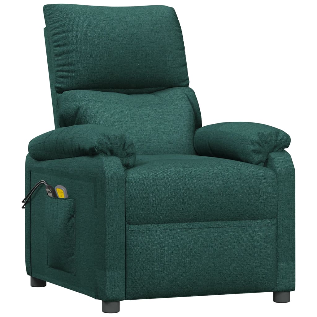 vidaXL Fotoliu de masaj electric, verde închis, material textil