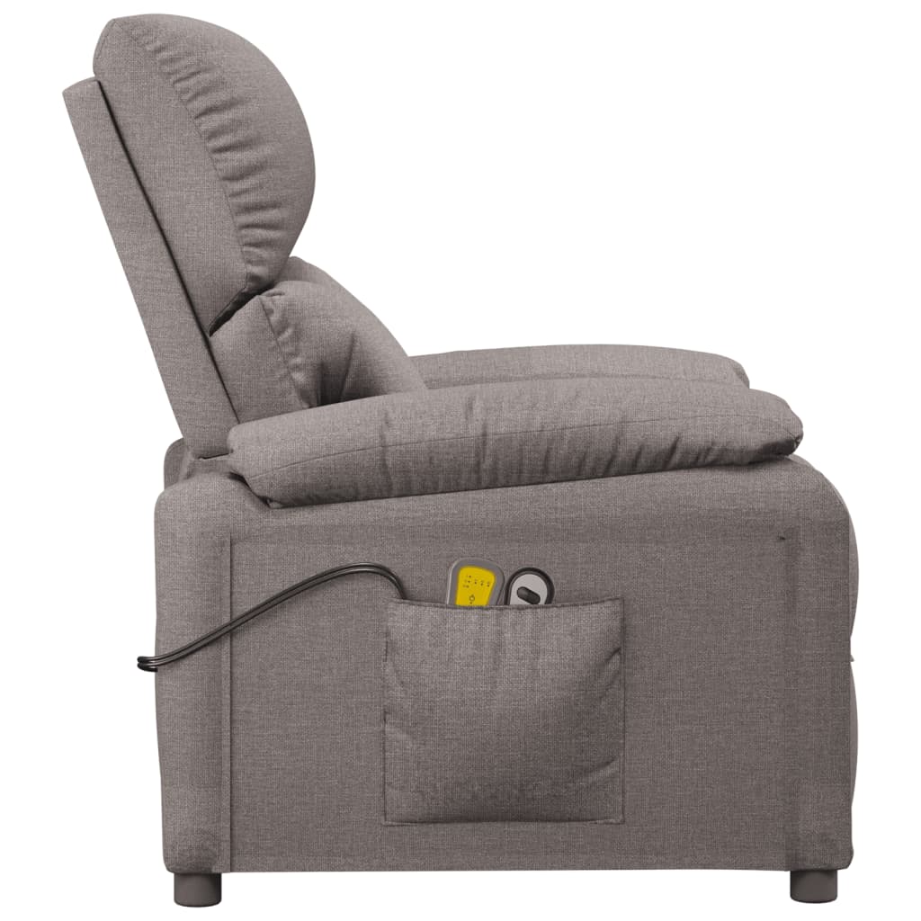 vidaXL Fotoliu de masaj electric rabatabil, gri taupe, textil vidaXL Fotoliu de masaj electric rabatabil, gri taupe, textil
