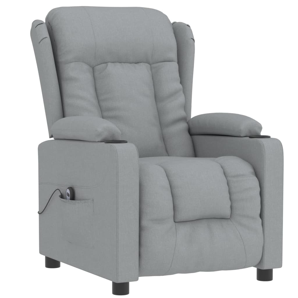 vidaXL Fotoliu rabatabil electric, gri deschis, textil