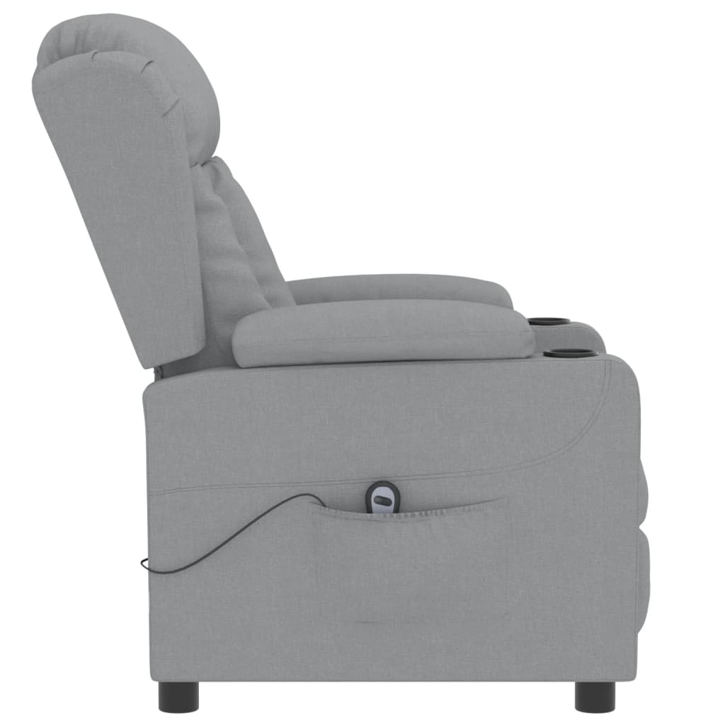 vidaXL Fotoliu rabatabil electric, gri deschis, textil