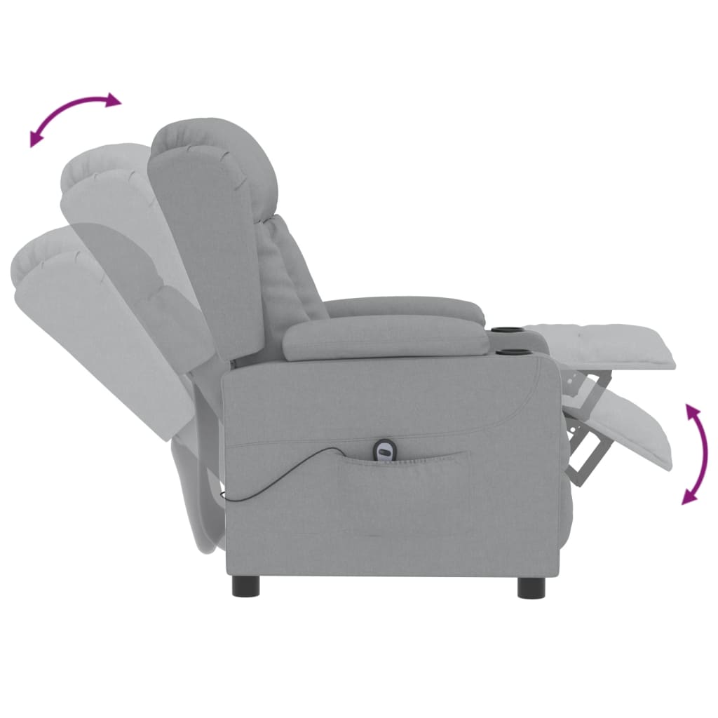 vidaXL Fotoliu rabatabil electric, gri deschis, textil
