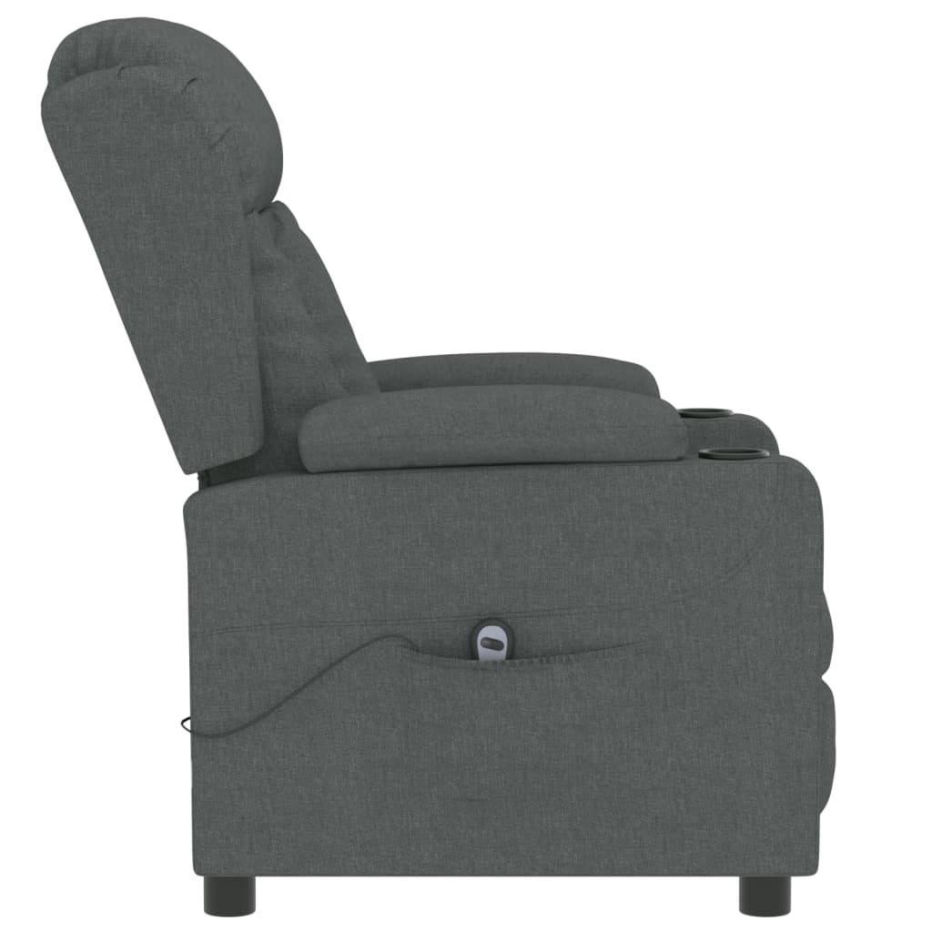vidaXL Fotoliu rabatabil electric, gri închis, material textil