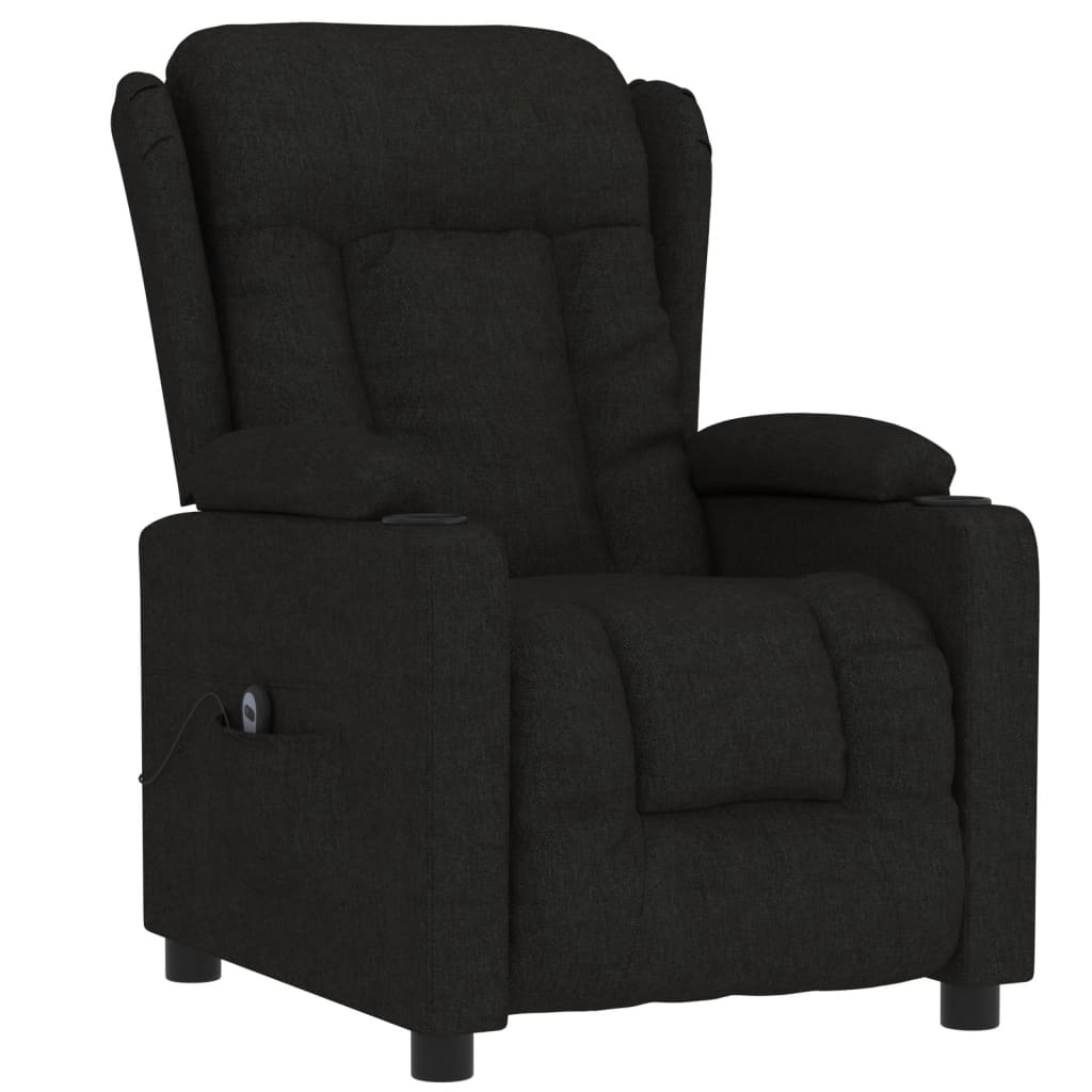vidaXL Fotoliu rabatabil electric, negru, material textil