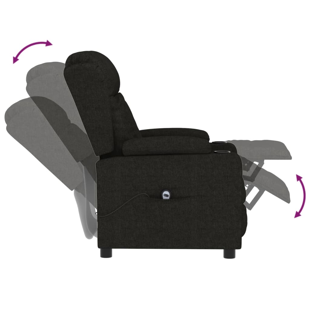vidaXL Fotoliu rabatabil electric, negru, material textil