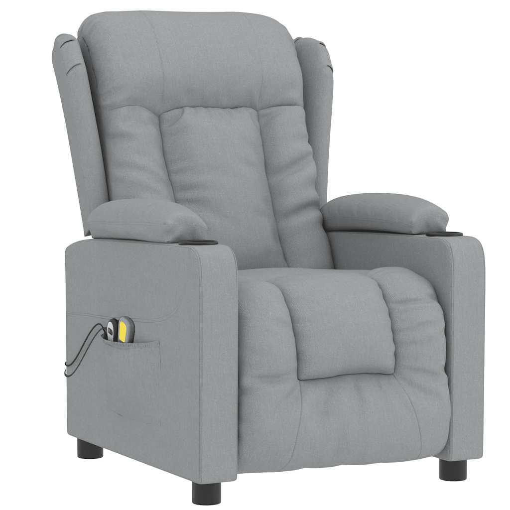 vidaXL Fotoliu de masaj electric rabatabil, gri deschis, textil