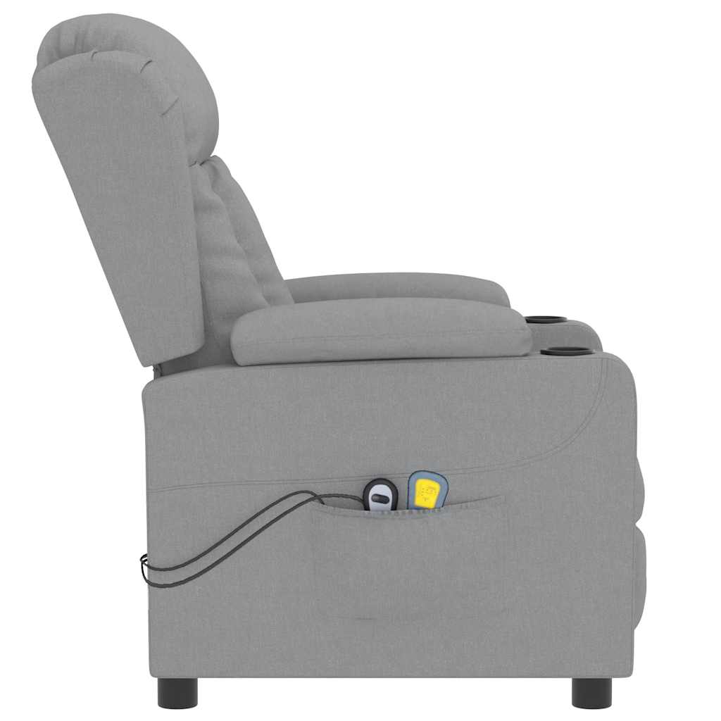 vidaXL Fotoliu de masaj electric rabatabil, gri deschis, textil