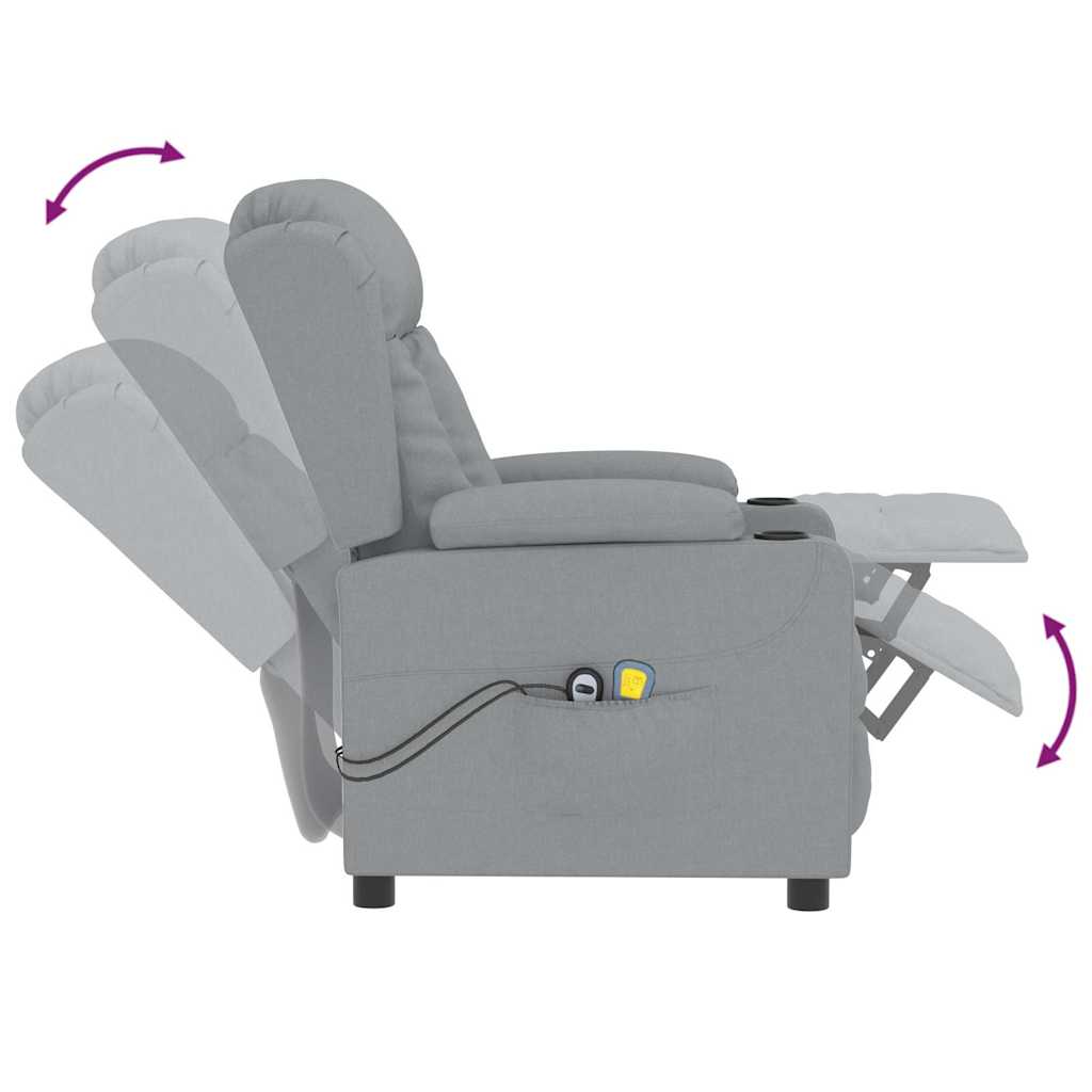 vidaXL Fotoliu de masaj electric rabatabil, gri deschis, textil