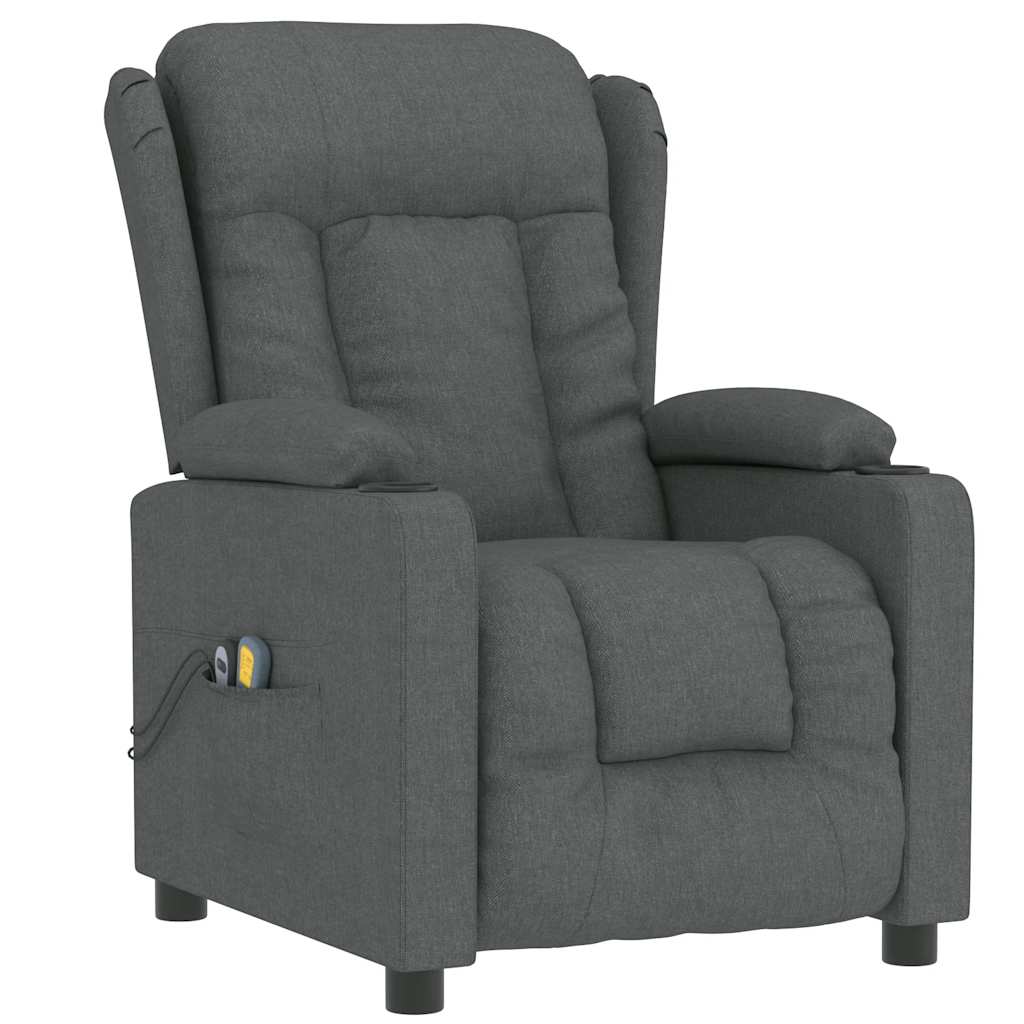 vidaXL Fotoliu de masaj electric rabatabil, gri închis, textil