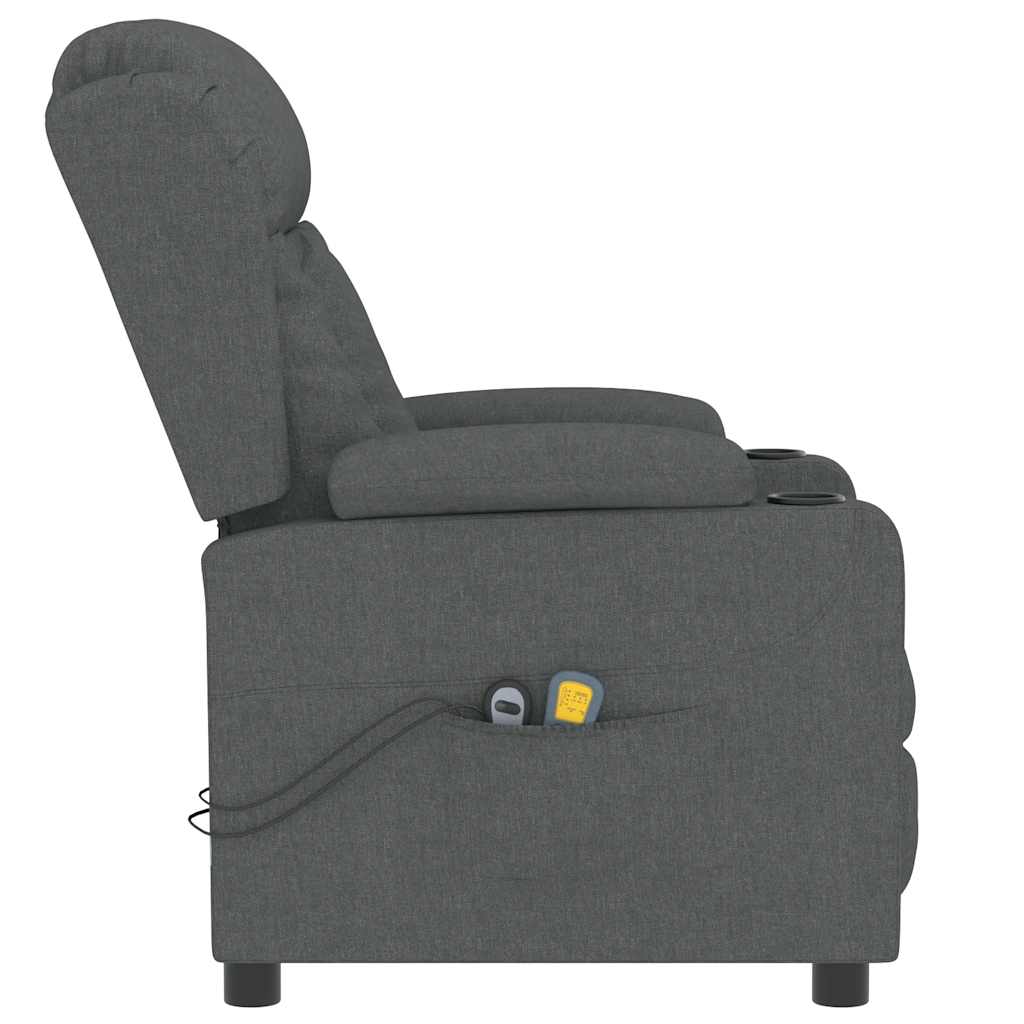 vidaXL Fotoliu de masaj electric rabatabil, gri închis, textil