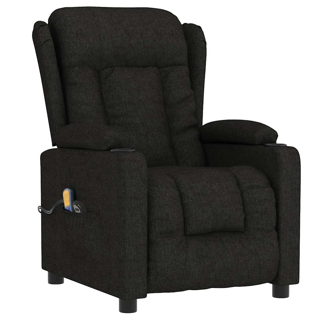 vidaXL Fotoliu de masaj electric rabatabil, negru, textil vidaXL Fotoliu de masaj electric rabatabil, negru, textil