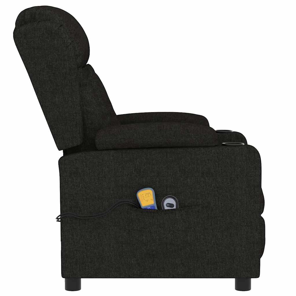 vidaXL Fotoliu de masaj electric rabatabil, negru, textil vidaXL Fotoliu de masaj electric rabatabil, negru, textil