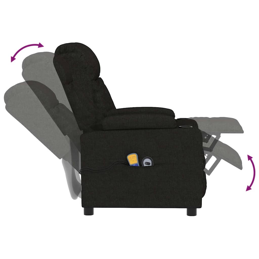 vidaXL Fotoliu de masaj electric rabatabil, negru, textil vidaXL Fotoliu de masaj electric rabatabil, negru, textil