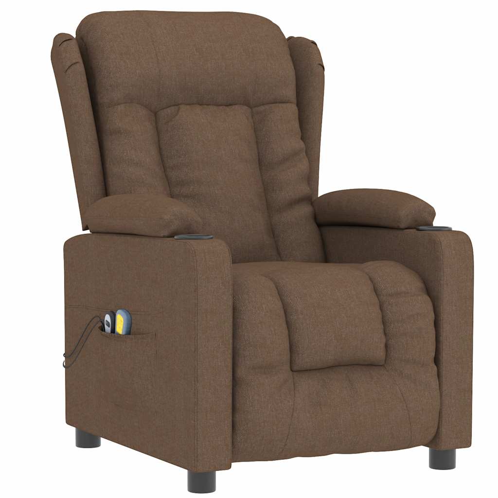 vidaXL Fotoliu de masaj electric, maro, material textil vidaXL Fotoliu de masaj electric, maro, material textil