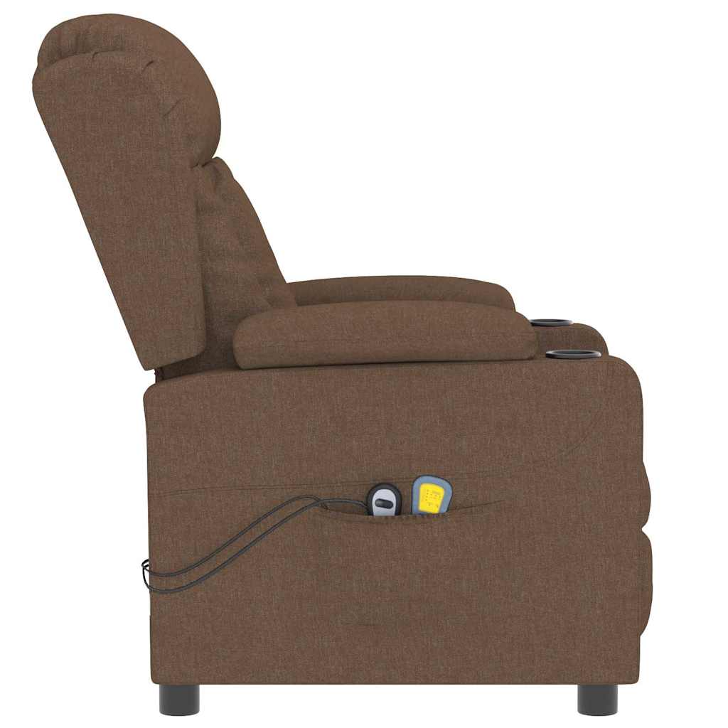 vidaXL Fotoliu de masaj electric, maro, material textil vidaXL Fotoliu de masaj electric, maro, material textil