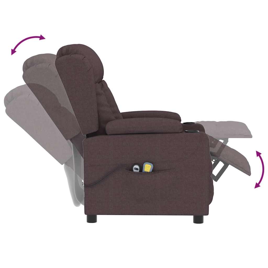 vidaXL Fotoliu de masaj electric, maro închis, material textil