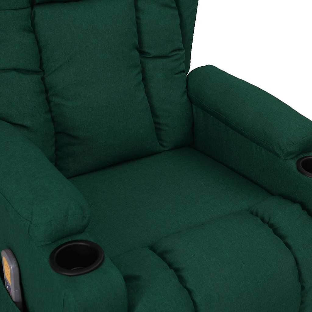 vidaXL Fotoliu de masaj electric, verde închis, material textil vidaXL Fotoliu de masaj electric, verde închis, material textil