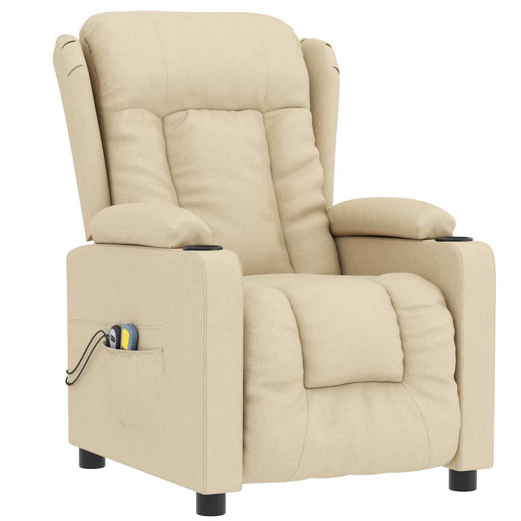 vidaXL Fotoliu de masaj electric rabatabil, crem, textil