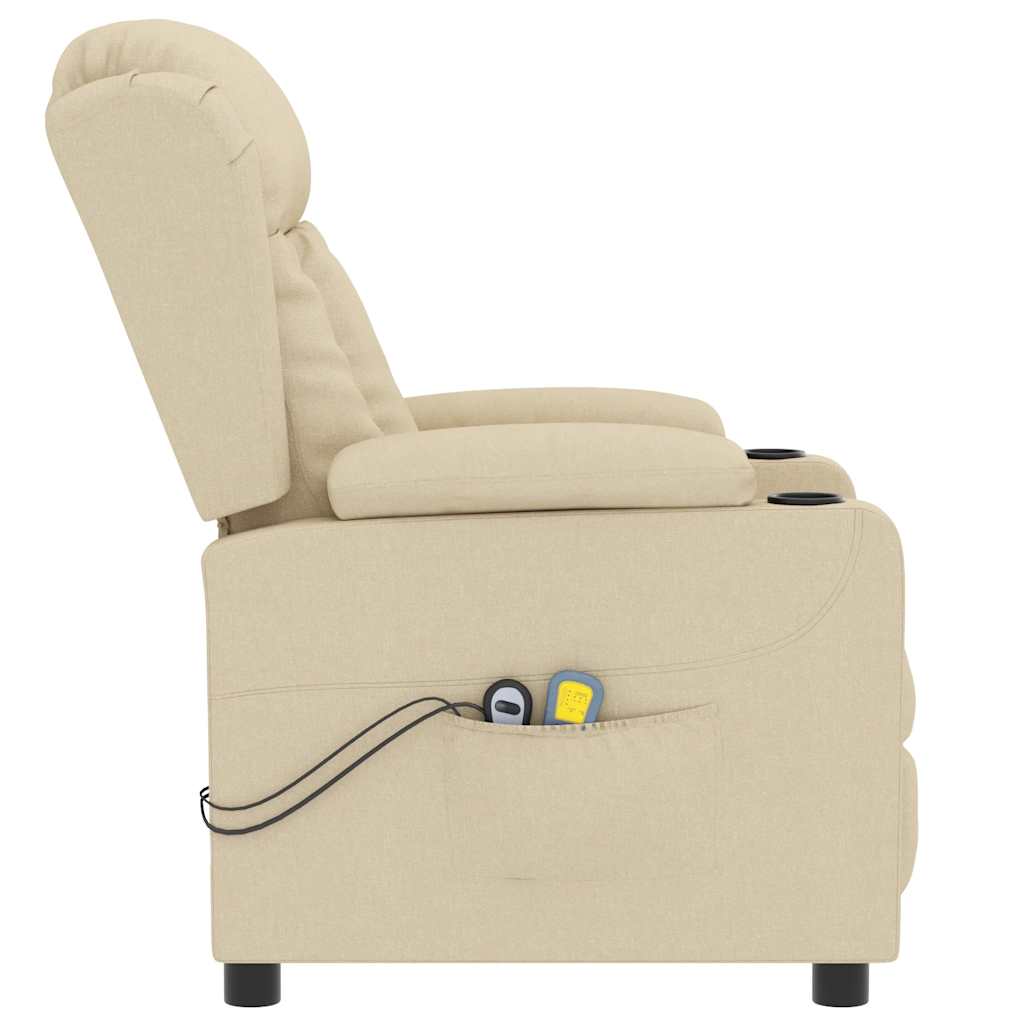 vidaXL Fotoliu de masaj electric rabatabil, crem, textil