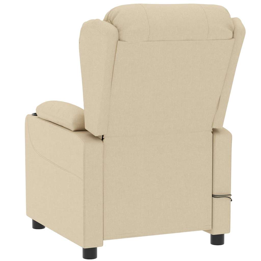 vidaXL Fotoliu de masaj electric rabatabil, crem, textil