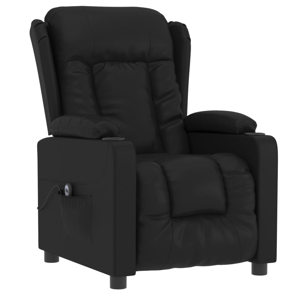 vidaXL Fotoliu rabatabil electric, negru, piele ecologică vidaXL Fotoliu rabatabil electric, negru, piele ecologică