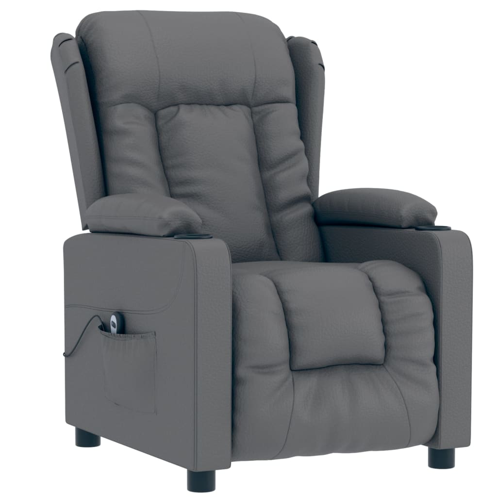 vidaXL Fotoliu rabatabil electric, gri, piele ecologică