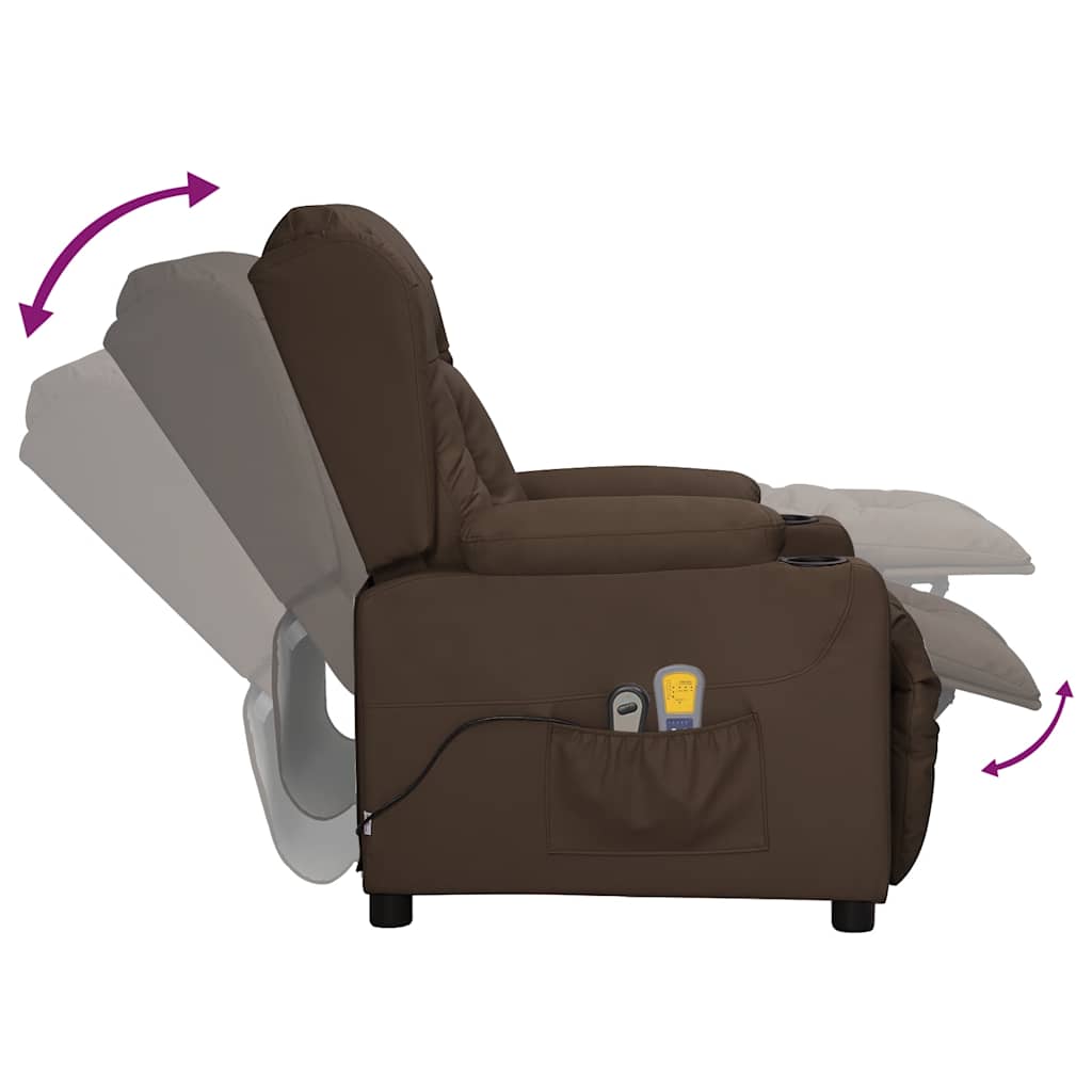 vidaXL Fotoliu de masaj electric, maro, piele ecologică