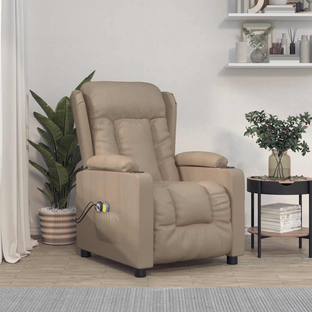 vidaXL Fotoliu de masaj electric, cappuccino, piele ecologică vidaXL Fotoliu de masaj electric, cappuccino, piele ecologică