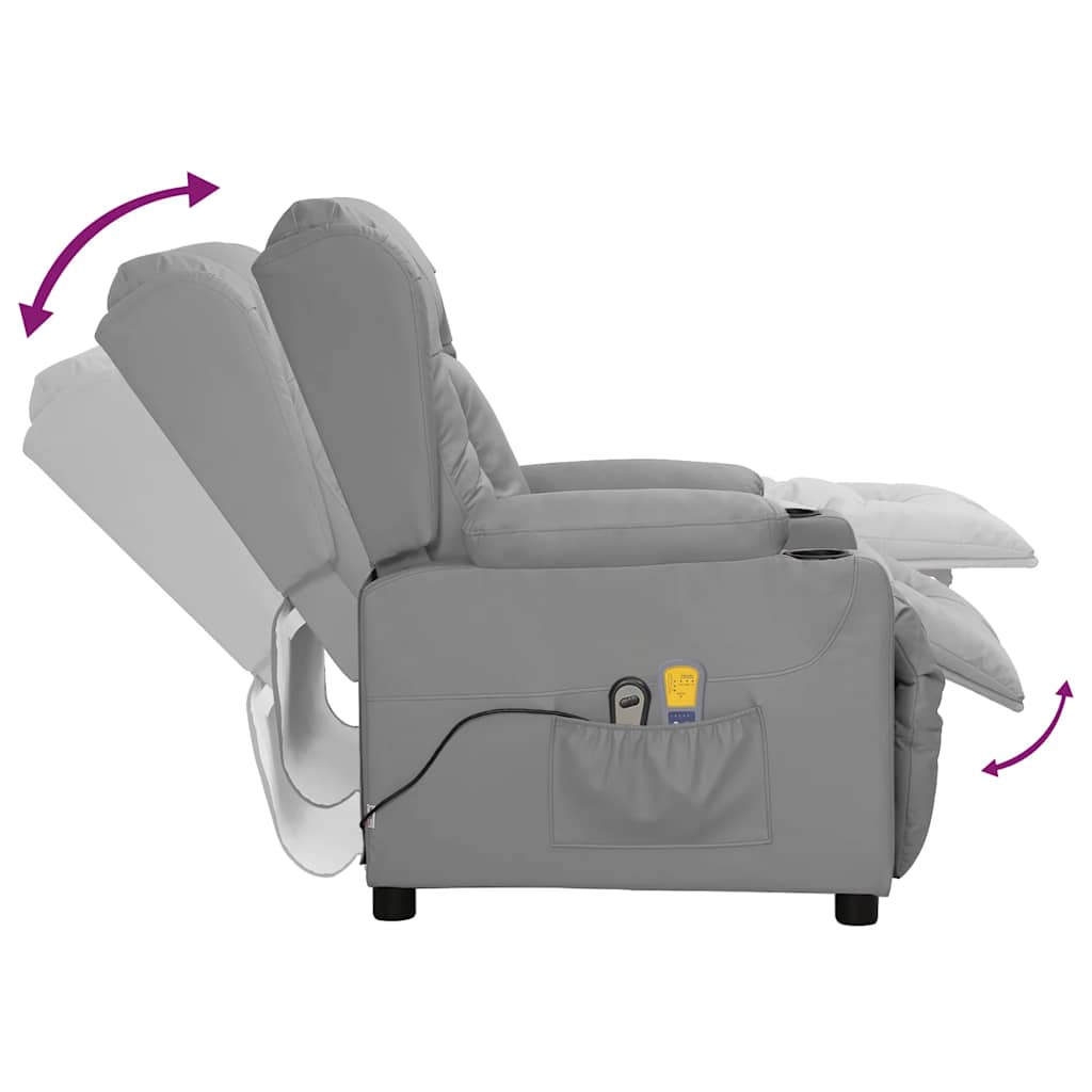 vidaXL Fotoliu de masaj electric, gri, piele ecologică vidaXL Fotoliu de masaj electric, gri, piele ecologică