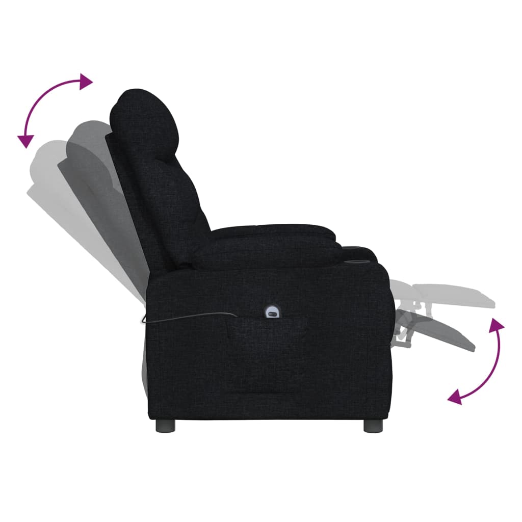 vidaXL Fotoliu rabatabil electric, negru, material textil