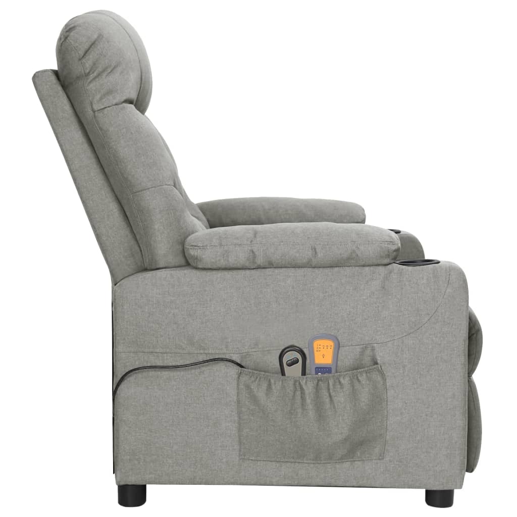 vidaXL Fotoliu de masaj electric rabatabil, gri deschis, textil vidaXL Fotoliu de masaj electric rabatabil, gri deschis, textil