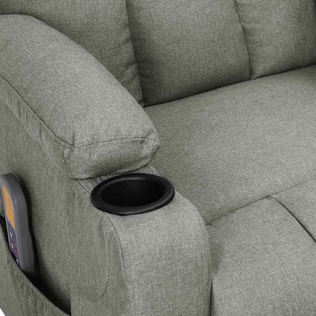 vidaXL Fotoliu de masaj electric rabatabil, gri deschis, textil vidaXL Fotoliu de masaj electric rabatabil, gri deschis, textil