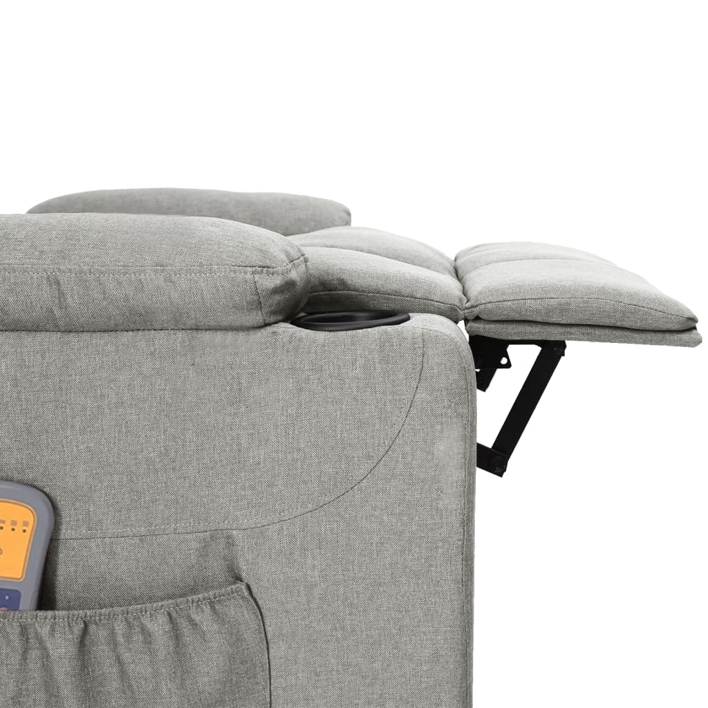 vidaXL Fotoliu de masaj electric rabatabil, gri deschis, textil vidaXL Fotoliu de masaj electric rabatabil, gri deschis, textil
