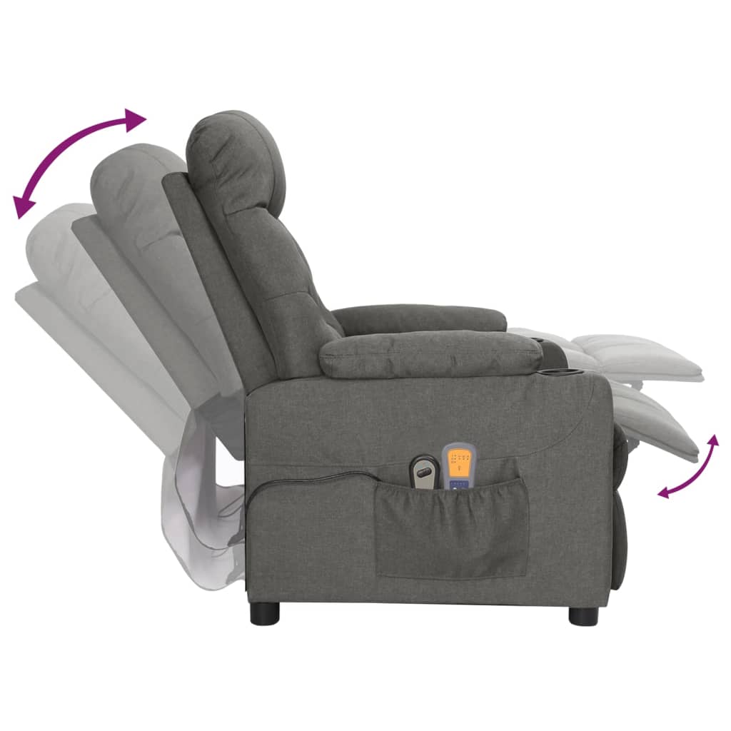 vidaXL Fotoliu de masaj electric rabatabil, gri închis, textil vidaXL Fotoliu de masaj electric rabatabil, gri închis, textil
