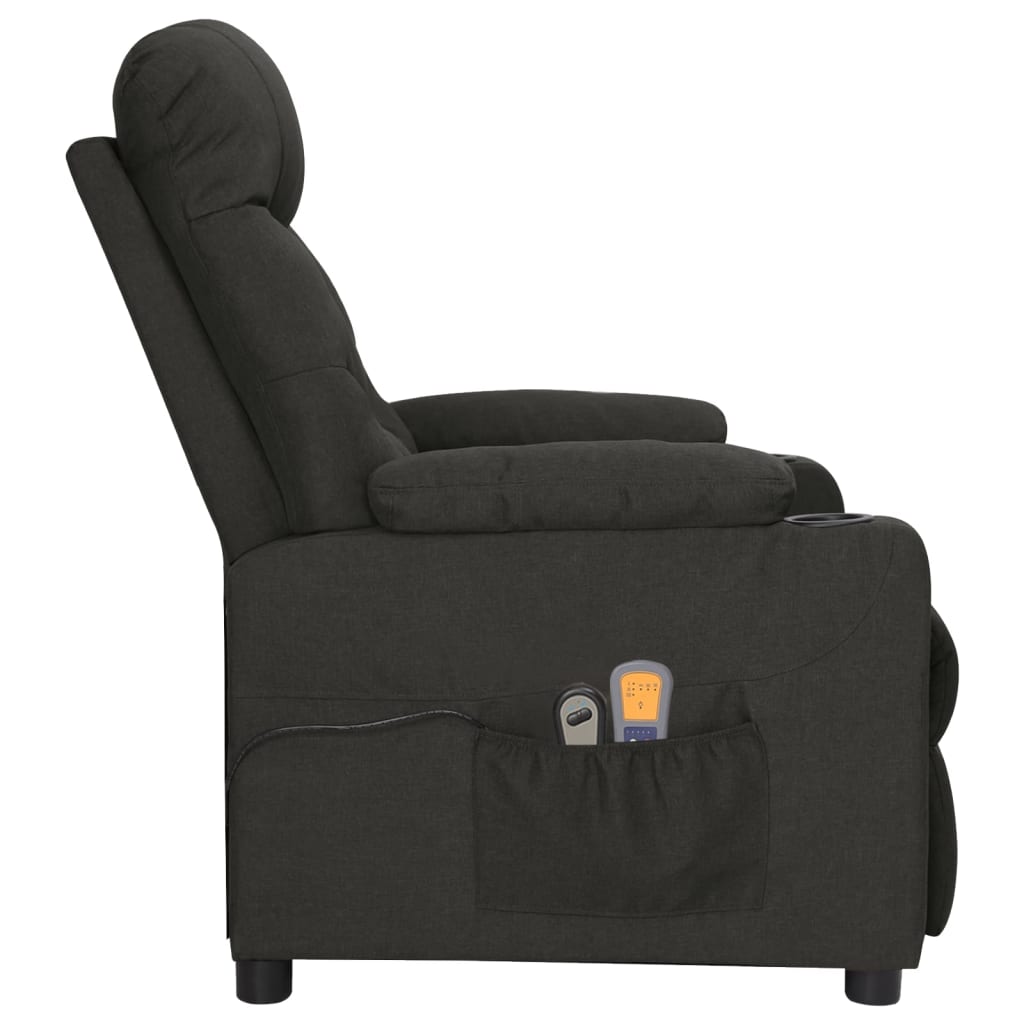 vidaXL Fotoliu de masaj electric rabatabil, negru, textil